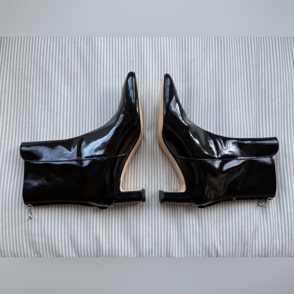 Aeyde Donna Almond Toe 55mm Bootie Black Patent Leather Women’s Size 9 NEW!